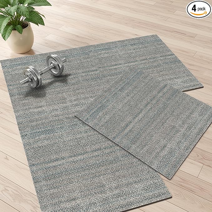 jxgzyy Commercial Carpet Tiles, 20×20 Inch, 0.31'' Padded Carpet Squares for Under Furniture, Non-Adhesive Carpet Flooring with Textured Silicone Back, Easy DIY, Renter-Friendly, 4 Pcs/10.8 Sqft