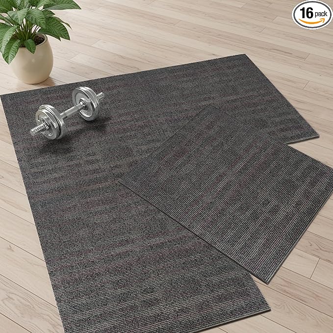 jxgzyy Commercial Carpet Tiles, 20×20 Inch, 0.31'' Padded Carpet Squares, Non-Adhesive Carpet Flooring with Textured Silicone Back, Easy DIY, Essential for Spatial Upgrade, 16 Pcs/43.1 Sqft