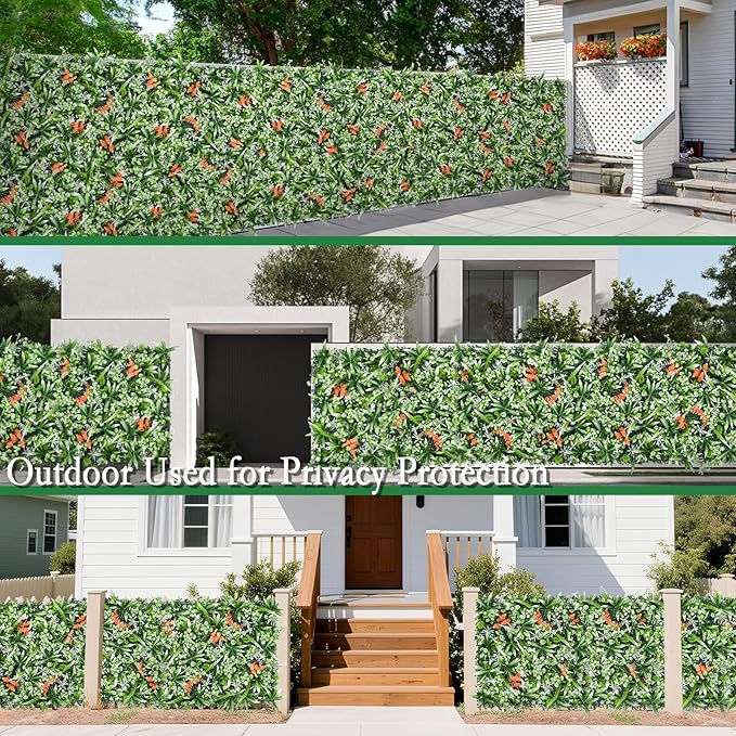 Greenery Wall Panels, 20"x20" 6PCS UV Protected Fake Grass Backdrop Privacy Fence Screen, Artificial Hedges for Outdoors Indoors Green Decor