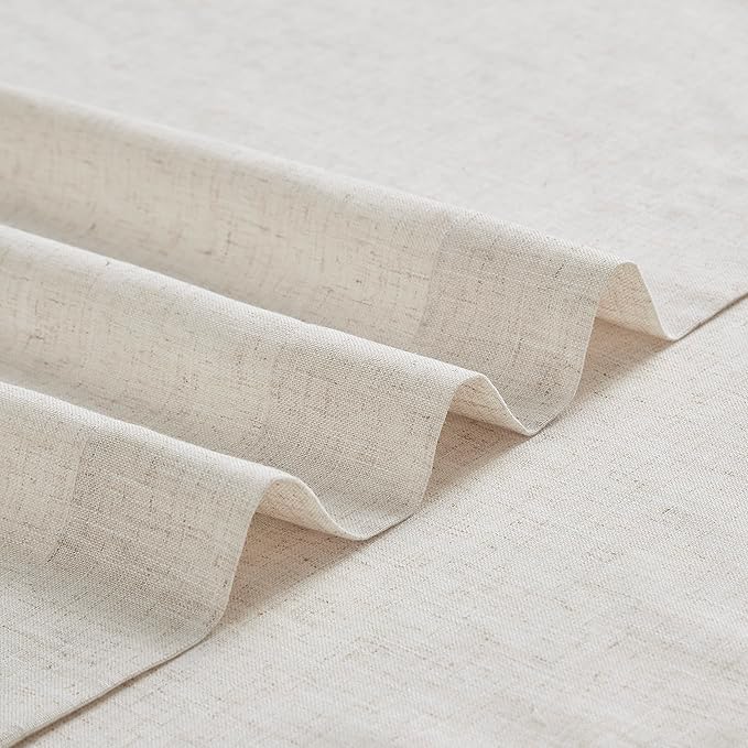 Vision Home Natural Pinch Pleated Semi Sheer Curtains Textured Linen Blended Light Filtering Window Curtains 95 inch for Living Room Bedroom Patio Pinch Pleat Drapes with Hooks 1 Panel 84" Wx95 L
