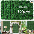 AOKIE 20"X20" Artificial Grass Wall, 12 Pcs Boxwood Hedge Wall Panels UV-Anti Grass Backdrop Wall Decor, Greenery Privacy Hedge Screen for Indoor Outdoor Patio Balcony, Party Garden Fence Decor