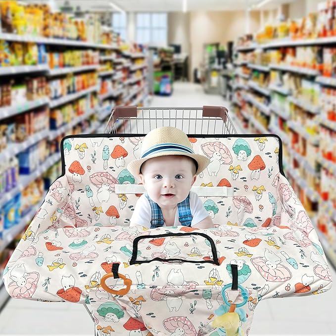 Shopping Cart Cover for Baby,2-in-1 High Chair Cover with Portable Cloth Bag,Cart Seat Pad for Babies Grocery Cushion Cover Restaurant,Suitable for All Supermarkets