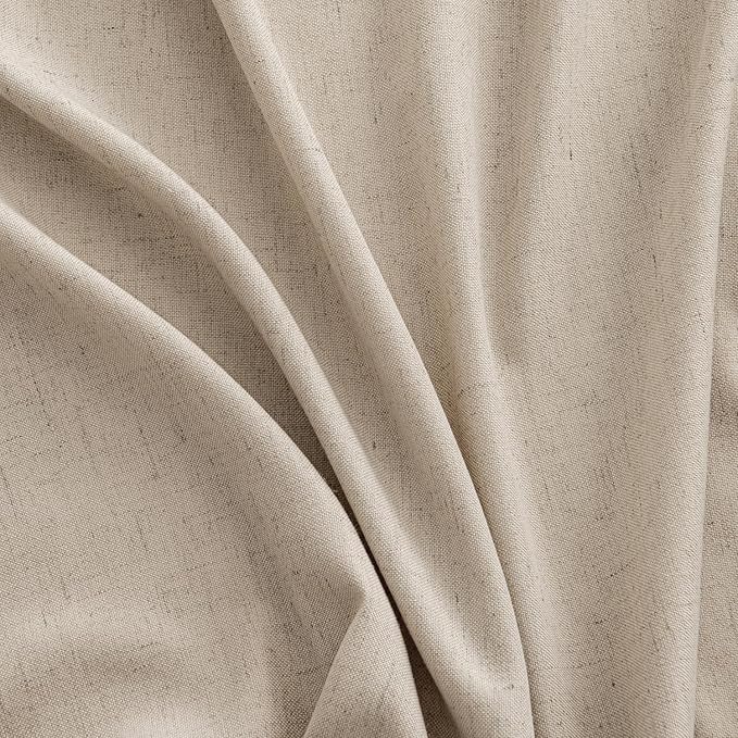 MIULEE Non-See-Through Privacy Linen Curtains 2 Panels, Light Filtering Window Curtains Farnhouse Textured Back Tab Semi Sheer Drapes for Bedroom Living Room, 52 x 96 Inches Long, Taupe