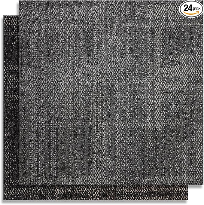 20" X 20" Carpet Tiles, Carpet Squares, 24 Tiles/64.5 Sq.Ft per Box, Floor Carpet Tiles for Home Office Industry, Geometric-Light Grey