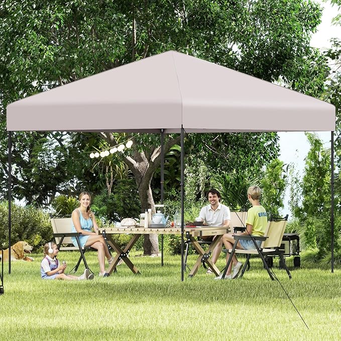 Tangkula 10x10 FT Pop Up Canopy, UPF50+ Portable Outdoor Tent with 8 Stakes, 4 Wind Ropes, Carrying Bag, Foldable Canopy Tent for Beach Party Event Camping