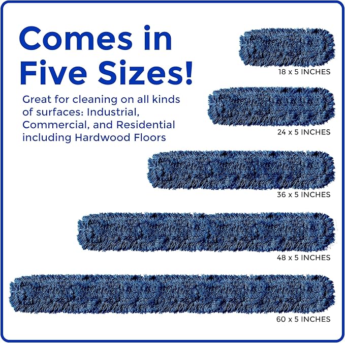 Nine Forty 18-Inch Premium Nylon Dust Mop Replacement Head - Heavy Duty Mop Head Refill for Industrial, Commercial, and Residential Cleaning - Dry Floor Duster for Hardwood Surfaces - Blue (1-Pack)