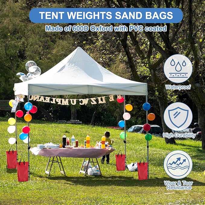 PATIKIL Canopy Weight Sand Bags, 4 Pack 150 Lbs Total Extra Large Weights Bags Waterproof Tent Leg Weights Sandbags for Outdoor Canopy Tent Sun Shelter Patio Ladder Black (21x9")