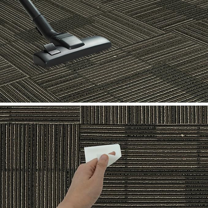 24" x 24" Self-Adhesive Carpet Tiles, 20 Pack Peel and Stick Carpet Squares for Indoor Flooring, Non-Slip Squares Carpet Floor Tile for Basement, Bedroom, Office, Easy DIY Installation