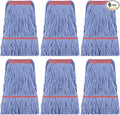 Eccliy 6 Pack Heavy Loop End Cotton String Mop Head Heavy Duty Mop Head Commercial Refills Replacement Bulk for Home Industrial Commercial Floor Cleaning (Blue,Red)