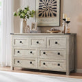 RedLemon 7 Drawer Dresser for Bedroom, Farmhouse 54" Wide Rustic Wood Dresser TV Stand, Dresser Chest of Drawers for Closet, Living Room, Hallway, Light Rustic Oak