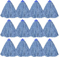 Matthew Cleaning Screw-on Heavy Duty Cotton Wet Mop Replacement Heads(Blue, Medium,12 Pack) with 2 Pack Microfiber Cloth for Residential & Commercial Floor Cleaning Use- Fit Standard American Screw