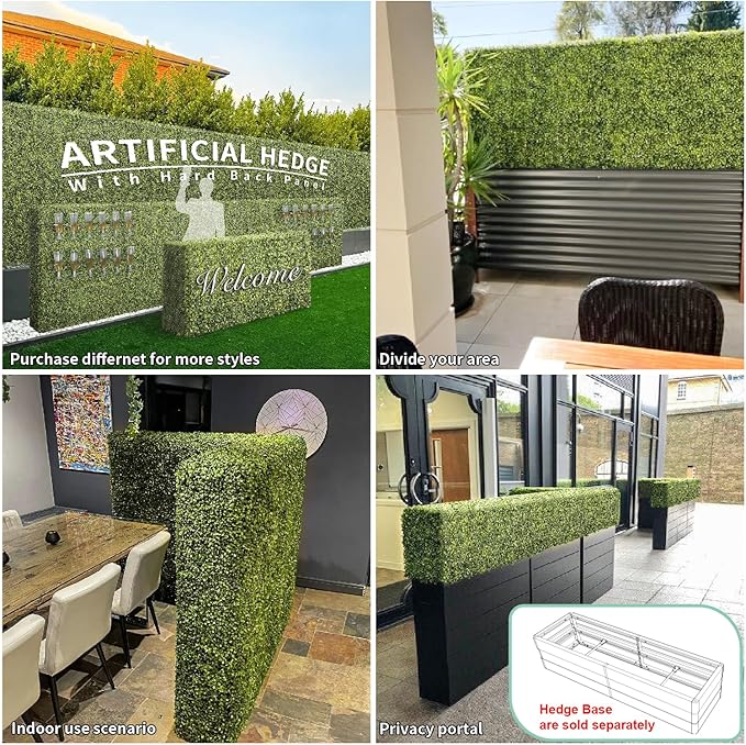 SunnyRoyal 144" Wx36 Hx12 D Artificial Boxwood Hedge Wall for Indoor and Outdoor Lifelike Greenery Privacy Fence for Patio Balcony Office Garden Party