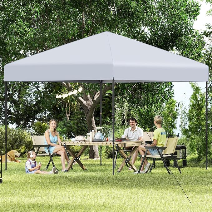 Tangkula 10x10 FT Pop Up Canopy, UPF50+ Portable Outdoor Tent with 8 Stakes, 4 Wind Ropes, Carrying Bag, Foldable Canopy Tent for Beach Party Event Camping