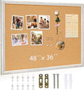 DOLLAR BOSS Cork Board for Wall - 48 X 36 Inches, Grey Texture Framed Bulletin Board Corkboard Decorative Hanging Pin Board for Office & Home Decor