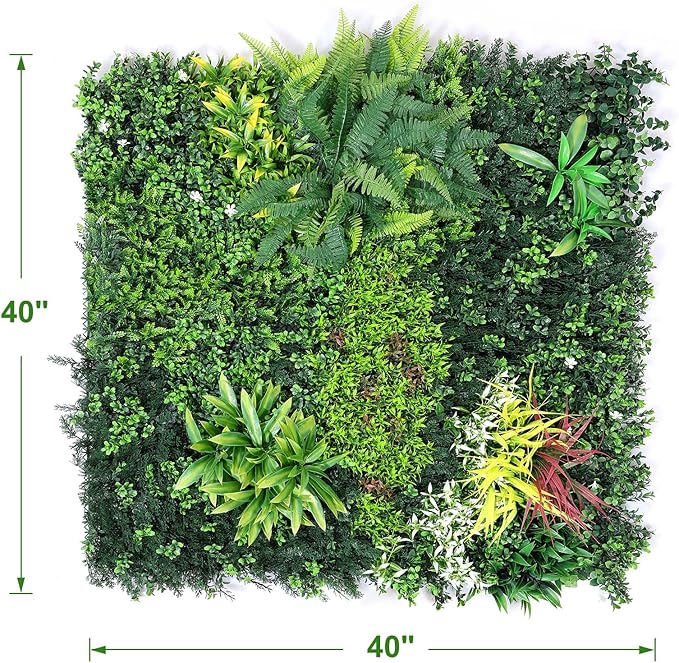 Boshen Artifical Grass Wall Panels 40"x40" Backdrop Boxwood Panels Greenery Backdrop Wall Grass Boxwood Hedge Wall Panels UV Protected Privacy Grass Wall Decor for Party Wedding Garden Indoor Outdoor