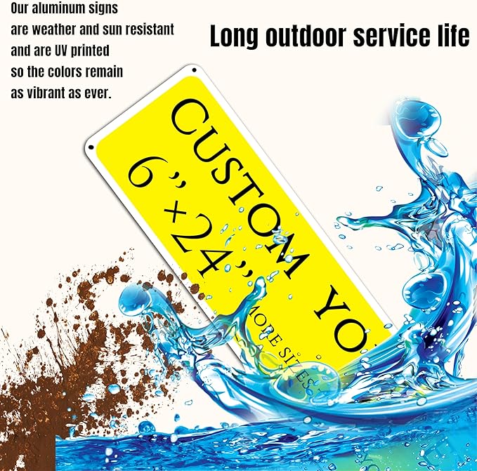 Custom Signs Outdoor Metal, Personalized Street Sign,Aluminum Weatherproof Metal Sign Multiple Sizes, doorplate, guide sign, night visibility, Business, Workplace, Home, Delivery Signs(6 * 24 Inch)