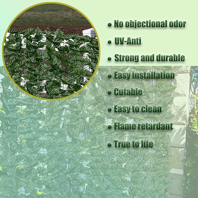 Artificial Ivy Privacy Fence Screen:120 "x 40" (34 Sqft) Anti-Ultraviolet Artificial Hedge Grass Wall, Used for Indoor and Outdoor Green Background, Garden Greening Decoration