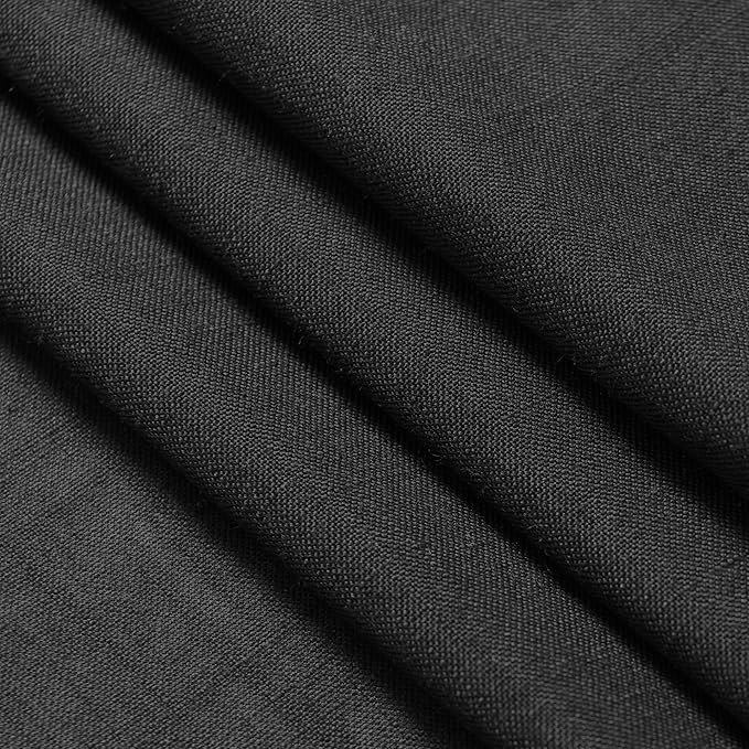 Black Linen Curtains 96 inches Long for Bedroom Back Tab Light Filtering Privacy Sheer Curtains 2 Panel Set Farmhouse Coastal Decor Cotton Textured Gauze Curtain 38x96 for Door Window Living Room