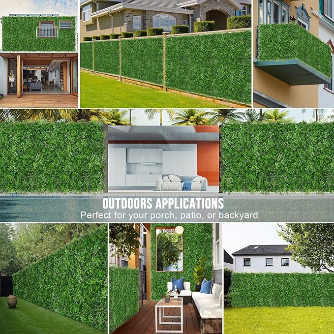 20"x20" Artificial Hedge Grass Wall, 12PCS Boxwood Panels, Greenery Backdrop Panles, UV Protected Privacy Fence Screen, Green Wall Decor for Outdoor Indoor Wedding Décor