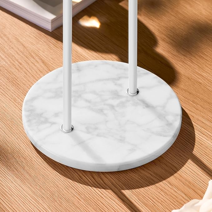 pickpiff Necklace Holder Stand: 2 Tier Jewelry Organizer with Marble Base, Gold Jewelry Tree Display for Bracelets, Rings, Earrings, White