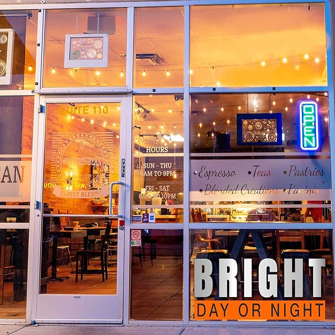 Led Open Sign for Business – Stand Out with 64 Super-Bright Color Combos to Match Your Brand - Programmable Neon Flash, or Scroll – 8 x 19 inch