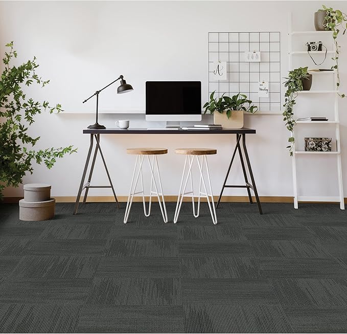 Mohawk Elite 24" x 24" Berber (Loop pile), 0.1" Pile Height, Carpet Tile, Nylon Fiber, Black Bird Color, (1 Tile)
