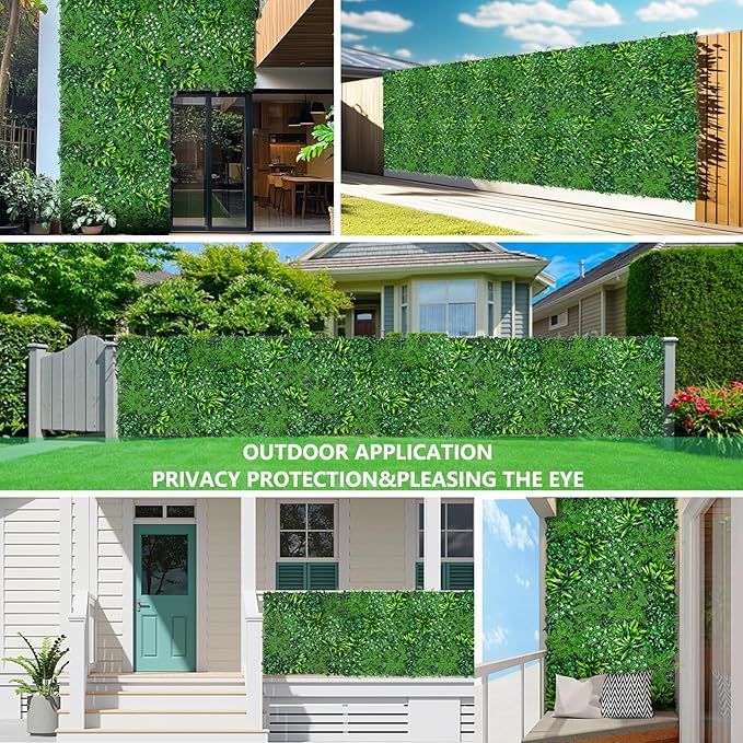 Grass Wall, Artificial Boxwood Panels 20"x20"(16pcs), Privacy Hedge Fence Screen with UV Protection, Greenery Backdrop for Indoor Home Wedding Decor and Outdoor Garden Backyard