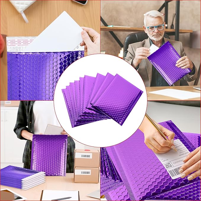 GGR Supplies Metallic Bubble Padded Envelope Mailers, 7.5 X 11 Inches, Waterproof Ultra Resistant Ideal For Packing, Shipping, and Storing. Pack of 25 (Red)