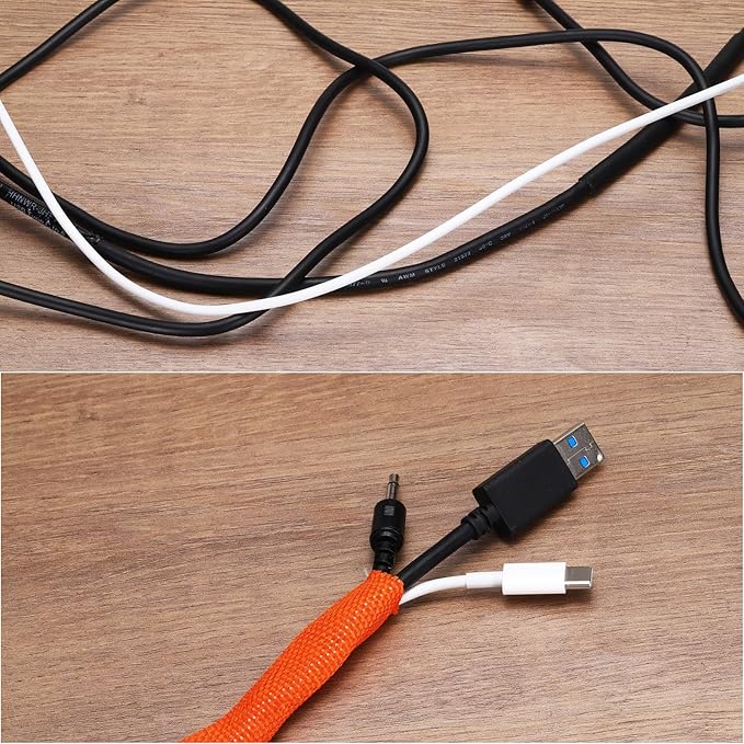MECCANIXITY Braided Cable Sleeves Heat Shrinkable Fabric Sleeving, 2" 3ft Orange 2:1 Ratio Heat Shrinkable Cord Protector for Harness Cable, Network Cable Protection, Cable Management