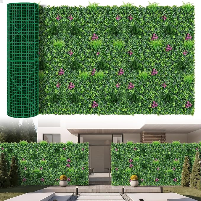 Artificial Boxwood Wall Roll, 40"x120" (33.33 sqft) Grass Wall Panels with Mint Plant Leaves, Greenery Backdrop Privacy Screen with UV Protection, Green Grass Wall for Indoor Outdoor Decor