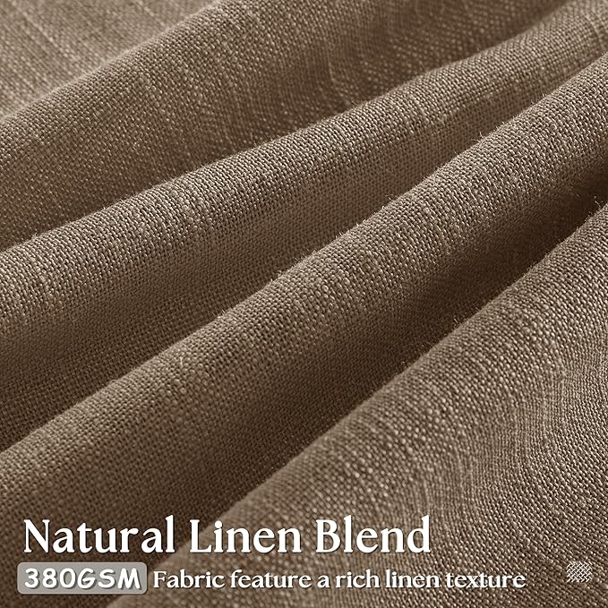 Brown Pinch Pleated Linen Curtains 84 Inches Long 2 Panels Set for Living Room Dining Pinch Pleat Back Tab Light Filtering Boho Farmhouse Bedroom Window Curtain Drapes 84 Inch Length Dutch Cocoa