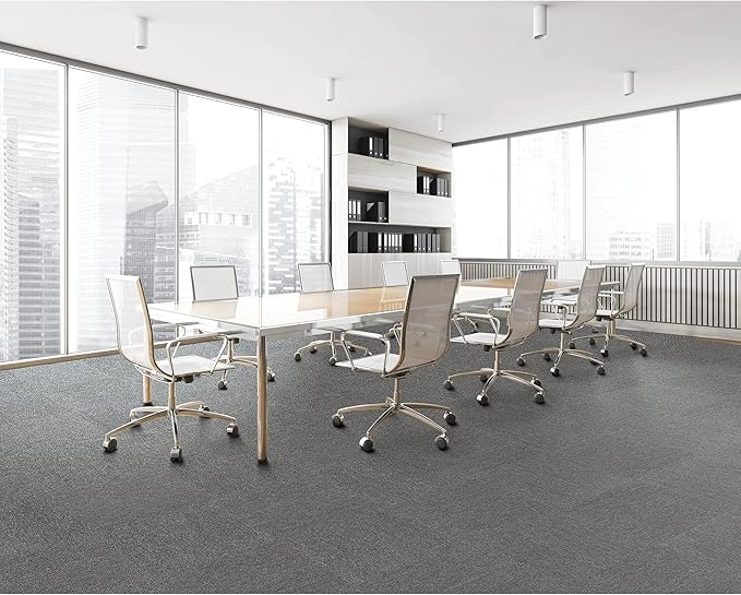 Mohawk Basics 24" x 24" Berber (Loop pile), 0.07" Pile Height, Carpet Tile, PET Fiber, Iron Color, (24 Tiles), (96 sqft/carton)