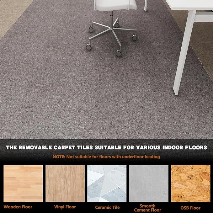 16-Pack 20"x20" Carpet Tiles, Non-Adhesive Soft Padded Floor Squares with Seamless Look for Home, Office, Indoor & Outdoor Use (43 Sq Ft) (J7)