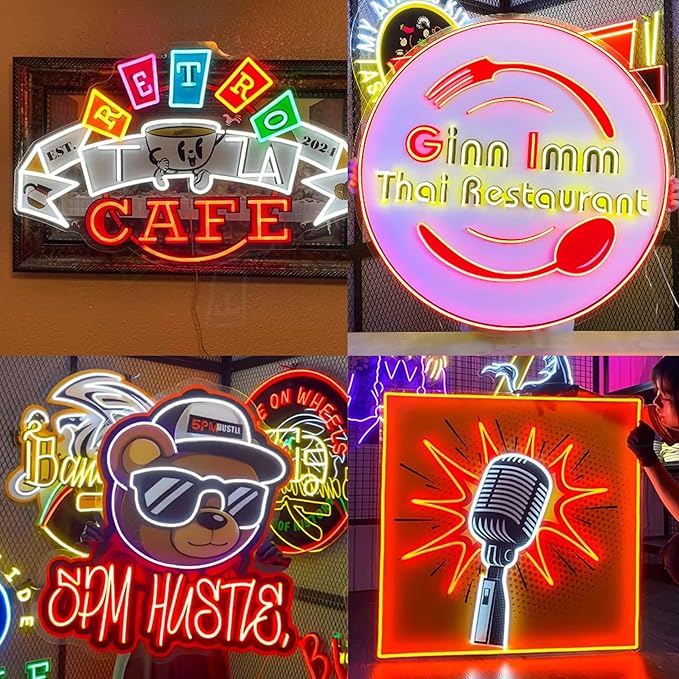 Custom Logo UV Printed LED Neon Sign For Wall Decor,Personalized Bussiness Light for Bar Salon Party Office Wall Birthday Wedding