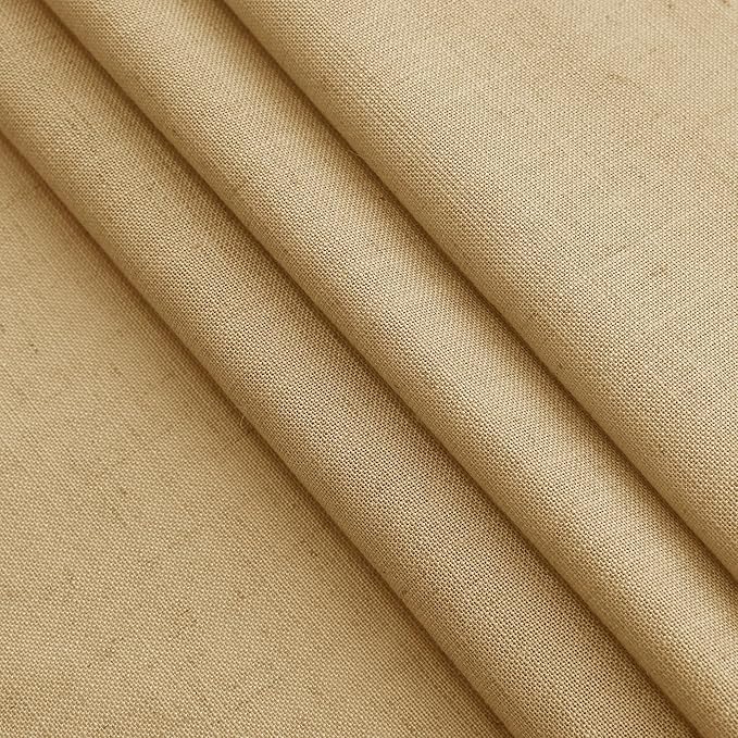 Gold Yellow Linen Curtains for Living Room 63 Inches Long 2 Panel Set Light Filtering Linen Drapes for Kitchen Windows Rod Pocket Back Tab Short See Through Curtain Country Farmhouse Decor 52x63