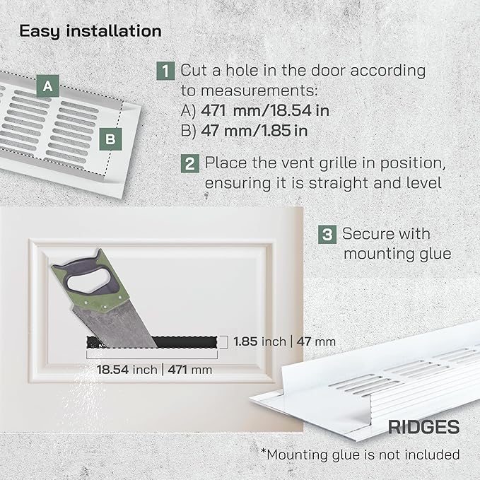 Vent Systems 19.69 x 2.36 (Outer Size) Air Supply Ventilation Grille - White Aluminum Rectangle Intake/Exhaust Door Vent Cover/Deflector - HVAC for Home Improvement Floor, Wall Duct Cover