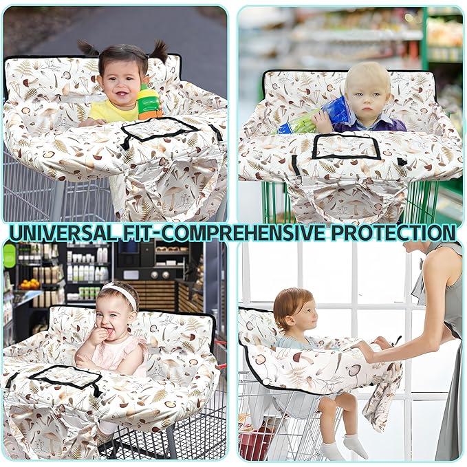Shopping Cart Cover for Baby,2-in-1 High Chair Cover with Portable Cloth Bag,Cart Seat Pad for Babies Grocery Cushion Cover Restaurant,Suitable for All Supermarkets
