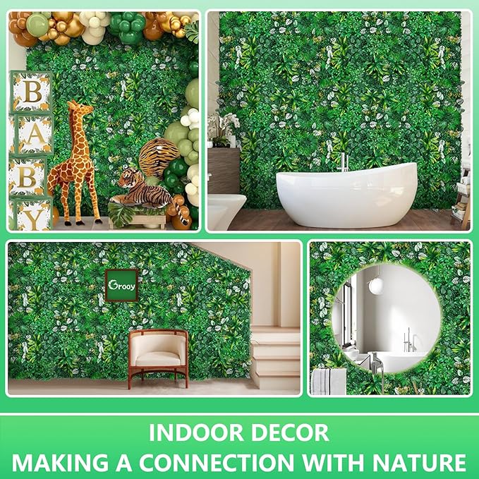Artificial Hedge Grass Wall, Boxwood Panels 20"x20"(16pcs), Greenery Wall Backdrop, UV Protected Privacy Fence Screen, Green Wall Decor for Outdoor Indoor Wedding Décor