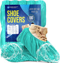Premium Boot & Shoe Covers Disposable Booties - 100 Pack - Durable, Non-Slip, Non-Toxic, Water Resistant, Recyclable Protectors for Indoor & Outdoor - Large Size Fits Most Shoes