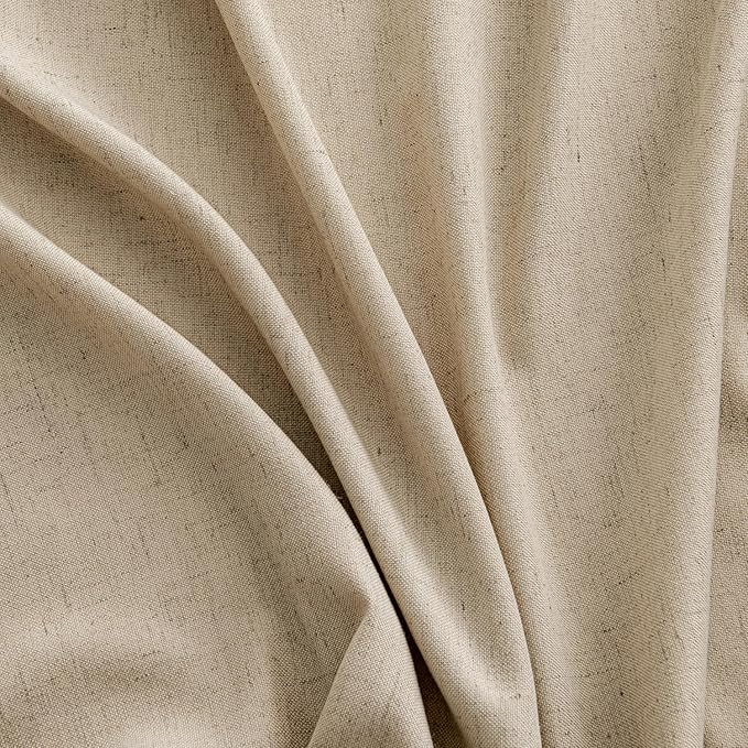 MIULEE Non-See-Through Privacy Linen Curtains 2 Panels, Light Filtering Window Curtains Farn House Textured Back Tab Semi Sheer Drapes for Bedroom Living Room, 52 x 108 Inches Long, Copper Brown