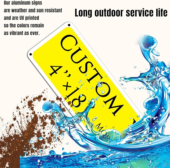 Custom Sign, Custom Indoor/Outdoor Decorative Sign，Double-sided，Aluminum Weatherproof Metal Sign Multiple Sizes, Customize for Parking, Business, Workplace, office, Home, Delivery Signs(4 * 18 Inch)