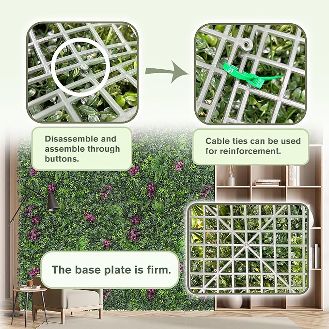 Greenery Grass Wall Boxwood Plant Roll: 40"x120"(33.5 SQFT) with UV Resistant Green Leaves Faux for Interior Wall, Greenery Backdrop,Garden and Indoor Outdoor Plant Panel Covering Privacy