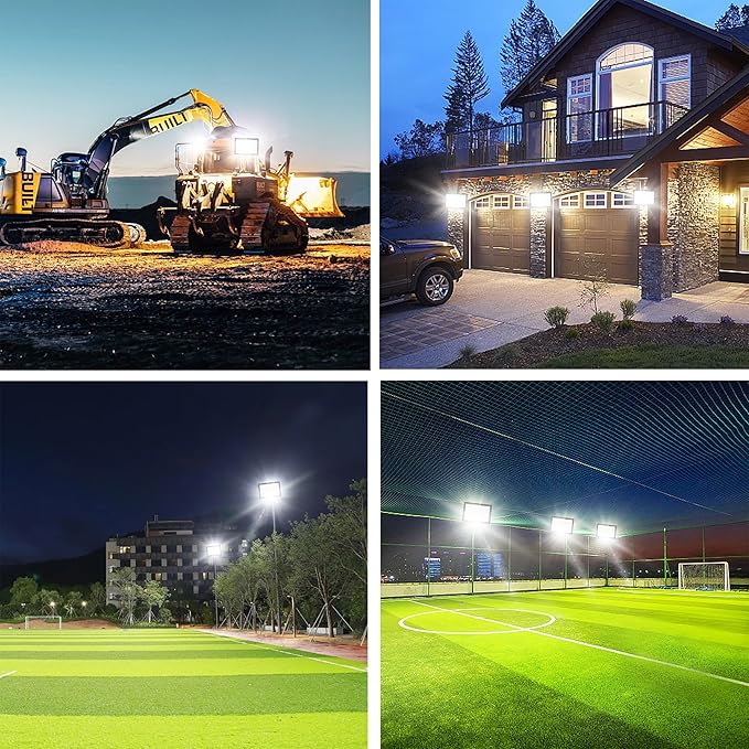 800W LED Flood Light Outdoor,3600W Equivalent Super Bright FloodLight with Plug,80000LM 6000K Daylight White IP66 Waterproof Commercial Lighting for Sports Fields,Courts, Arena, Stadium