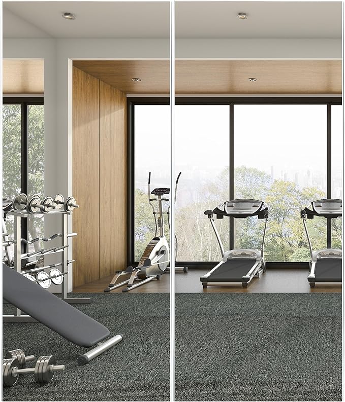 Glassless Large Mirror Shatterproof Unbreakable Wall Mirror for Gym, Dance Studio, Home Workout Room – 0.04mm Nano Film – Black 26" x 60"