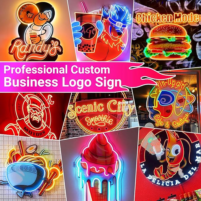 Custom Logo UV Printed LED Neon Sign For Wall Decor,Personalized Bussiness Light for Bar Salon Party Office Wall Birthday Wedding