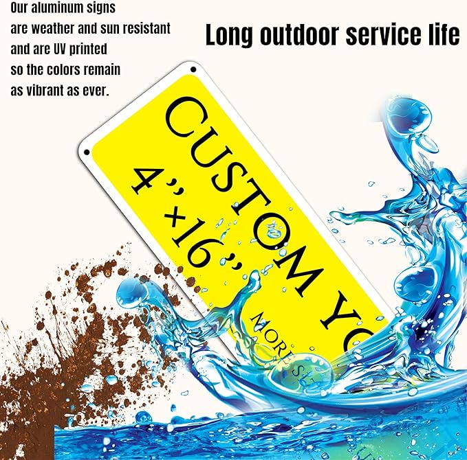 Custom Sign,street signs customized，Aluminum Weatherproof Metal Sign Multiple Sizes, Customize for Shops, hotels, floor, Business, Workplace, office, Home, Delivery Signs(4 * 16 Inch)