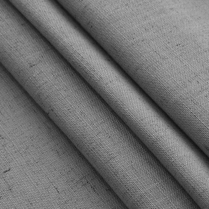 Nanspring Dark Gery Semi Sheer Curtains 72 Inches Long 2 Panels Set for Bedroom Privacy Back Tab Rod Pocket Light Filtering Drapes Cotton Linen Textured Farmhouse Living Room Curtain 52X72 Inches