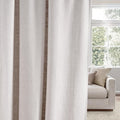 NICETOWN Boho Linen Curtains Jacquard Waffle Weave Pattern, Window Treatments Privacy with Light Filtering Drapes for Living Room, Angora, W52 x L96, 2 Panels