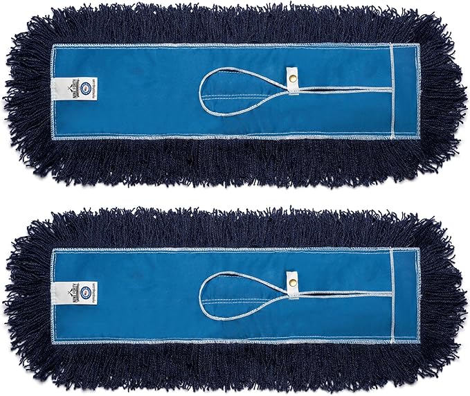 Nine Forty 2-Pack 36-Inch Premium Nylon Dust Mop Replacement Head - Heavy Duty Refill for Industrial, Commercial, and Residential Cleaning - Dry Floor Duster for Hardwood Surfaces - Blue (2-Pack)