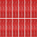 12 Pack Red Curtains, 3.28 FT x 7.05 FT Party Streamer, Metallic Party Backdrop Valentines Day Streamer Foil Curtains, Fringe Tinsel for Red Party Decor Casino Theme Decorations Party Supplies